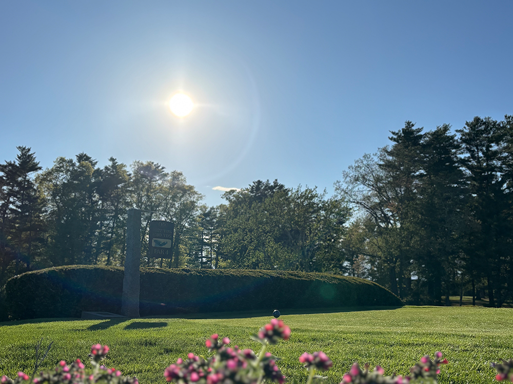 Golf course with flowers